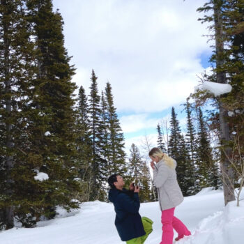 Engaged at the slopes